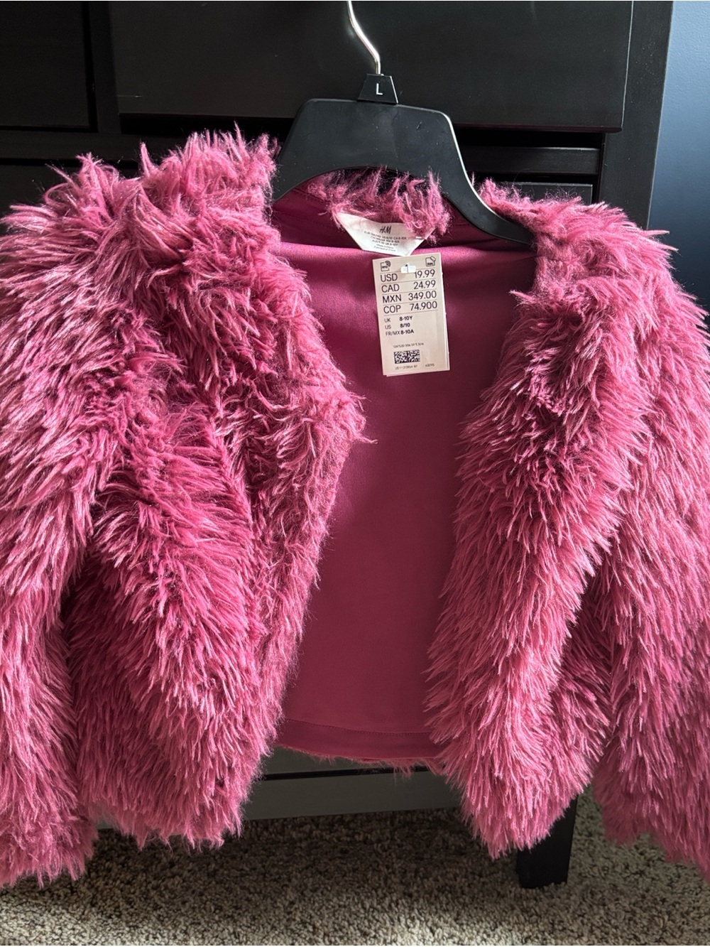 H&M Girls Rose-Pink Faux Fur Blazer